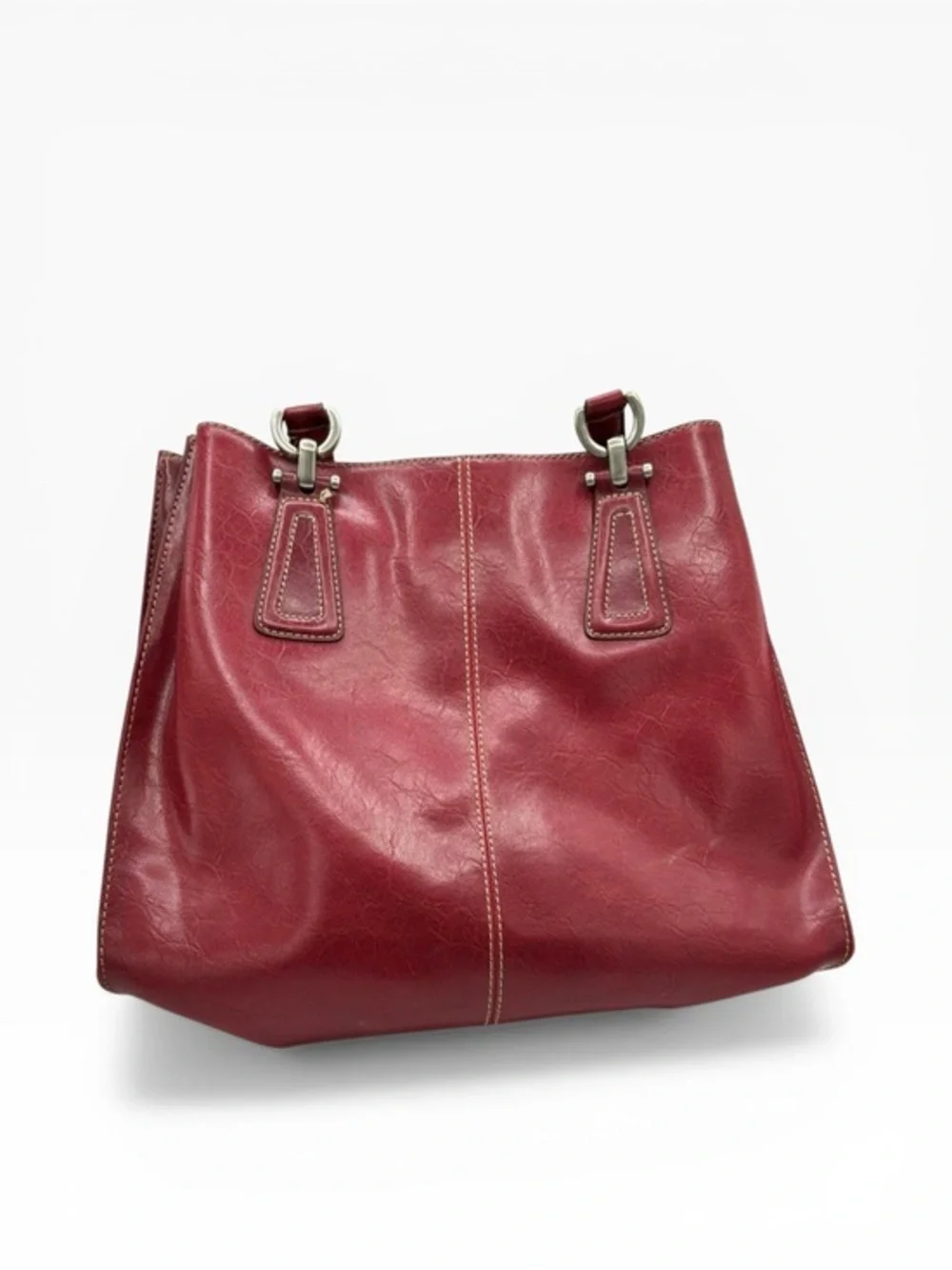 Liz Claiborne Deep Red Faux Leather Satchel NWOT